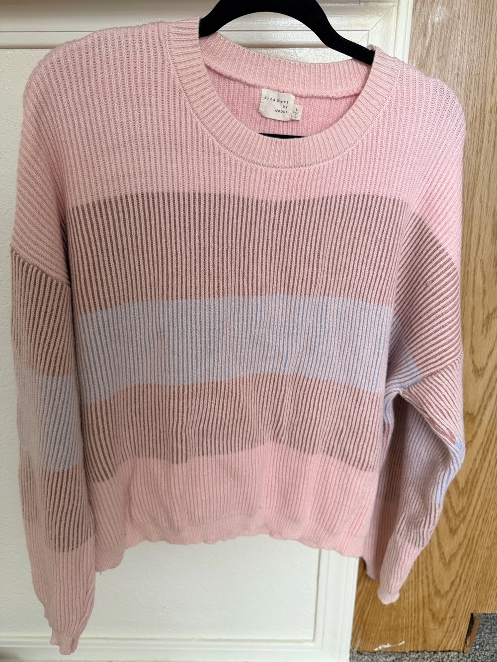 Pastel Stripe Ribbed Crewneck Sweater